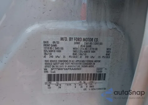 2023 Ford Maverick Xlt z USA, uszkodzony, nr VIN 3FTTW8F9XPRA88503